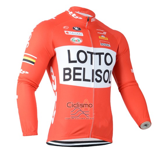Lotto Belisol Ropa Ciclismo Culotte Largo 2014 Mangas Largas Naranja